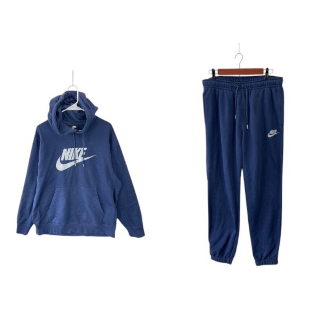 Nike Sportswear Club Hoodie‎ Jogger Set Men’s L Blue Graphic Pullover Fleece Out